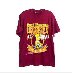 Bart Simpson Washington Redskins Vtg Logo 7 T-Shirt Simpsons - Fits Medium